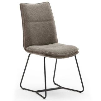An Image of Ciko Fabric Dining Chair In Cappuccino With Matt Black Legs
