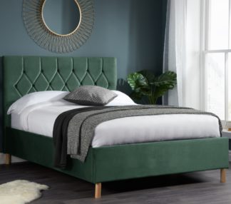 An Image of Loxley Green Velvet Bed Frame - 4ft Small Double