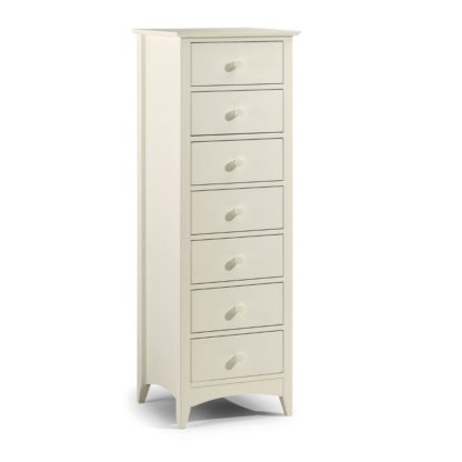 An Image of Cameo Stone White Narrow 7 Drawer Chest