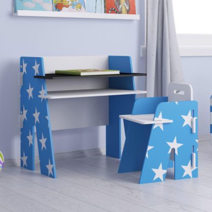 An Image of Star Blue and White Desk and Chair