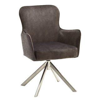 An Image of Hexo Cappuccino Fabric Dining Chair With Brushed Oval Frame