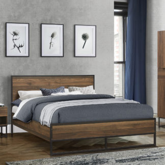 An Image of Houston Walnut Wooden Bed Frame - 4ft Small Double