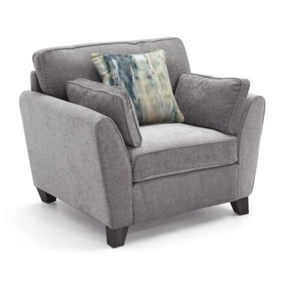 d9a7abc99835067407ed31fdeacdf7bd06092f013d06669325fd6fc143a41b84.jpg An Image of Barresi Fabric 1 Seater Sofa In Grey With Wooden Legs