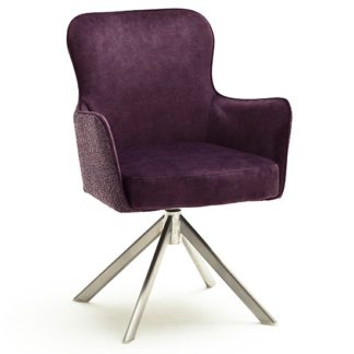 An Image of Hexo Merlot Fabric Dining Chair With Brushed Oval Frame