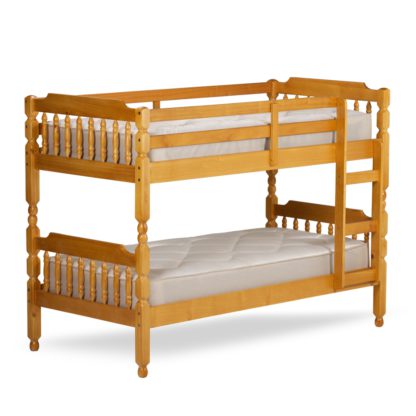 An Image of Colonial Honey Pine Wooden Bunk Bed Frame - 2ft6 Single