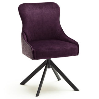 An Image of Hexo Fabric Dining Chair In Merlot And Black Oval Frame