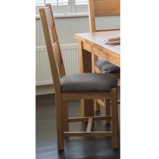 An Image of Brex Grey Fabric Seat Dining Chair In Natural
