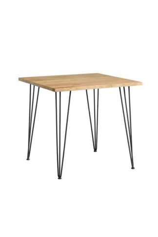 An Image of Felix Industrial Cafe Table - Solid oak and steel