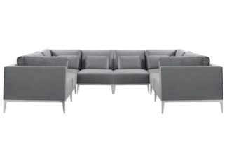 An Image of Cassie Super Lounge Suite – Dove Grey – Stainless Steel Base