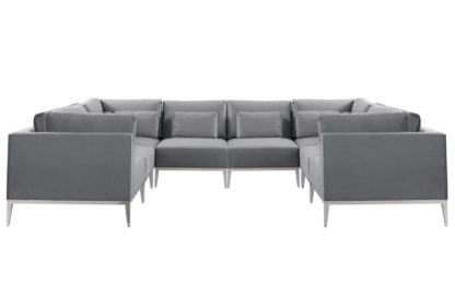 An Image of Cassie Super Lounge Suite – Dove Grey – Stainless Steel Base