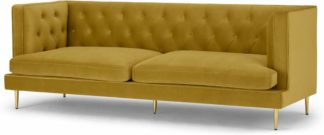 An Image of Goswell 3 Seater Sofa, Vintage Gold Velvet
