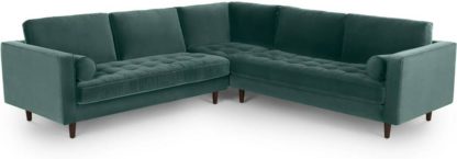 An Image of Scott Corner Sofa, Petrol Cotton Velvet
