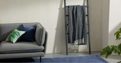 An Image of Burley Wool Throw 125 x 170cm, Dark Blue/Grey