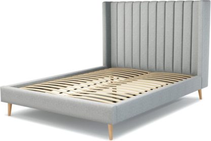 An Image of Custom MADE Cory King size Bed, Wolf Grey Wool with Oak Legs