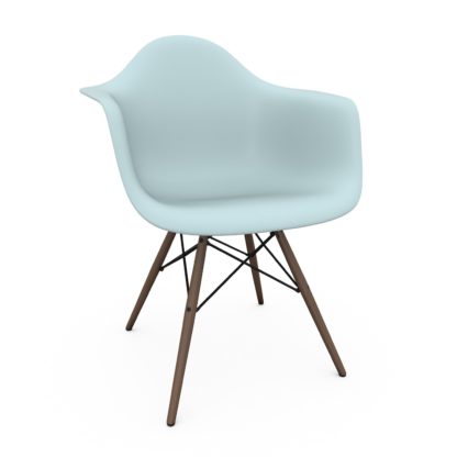 An Image of Vitra Eames DAW Armchair New Height Ice Grey Dark Maple Base