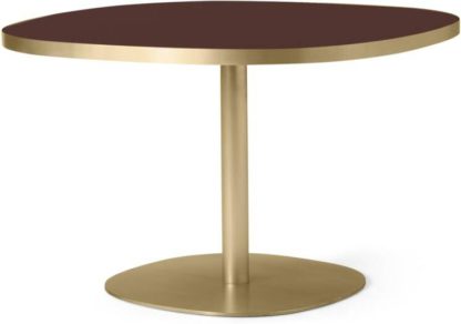 An Image of Hampson 4 Seat Round Dining Table, Brass & Plum Glass