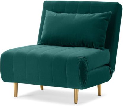 An Image of Bessie Single Sofa Bed, Seafoam Blue Velvet