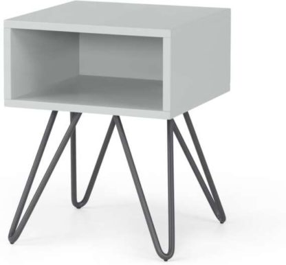 An Image of Beru Open Bedside Table Light Grey & Charcoal Legs