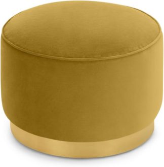 An Image of Hetherington Large Brass Base Pouffe, Vintage Gold Velvet