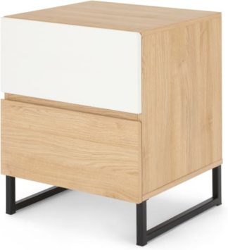 An Image of Hopkins Bedside Table , Oak Effect & White