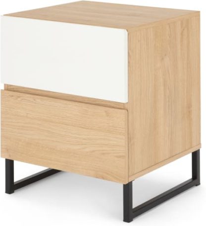 An Image of Hopkins Bedside Table , Oak Effect & White