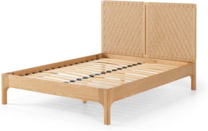 An Image of Tulana Double Bed, Natural Weave & Oak