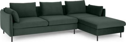 11f3cfbf2edff12787d3ba1a3512d742572dcf6c2522ac3c91d395fcdc8b1ca6.jpg An Image of Vento 3 Seater Right Hand Facing Chaise End Corner Sofa, Autumn Green Velvet