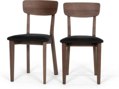 An Image of Set of 2 Jenson Dining Chairs, Dark Stain Oak and Dark Grey