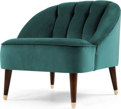 An Image of Margot Accent Armchair, Peacock Blue Velvet