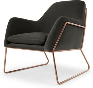 An Image of Frame Accent Armchair, Concrete Cotton Velvet with Copper Frame