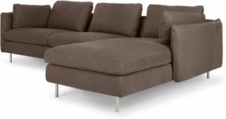 An Image of Vento 3 Seater Right Hand Facing Chaise End Sofa, Texas Charcoal Grey Leather