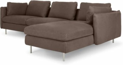 An Image of Vento 3 Seater Right Hand Facing Chaise End Sofa, Texas Charcoal Grey Leather