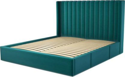 An Image of Custom MADE Cory Super King size Bed with Drawers, Tuscan Teal Velvet