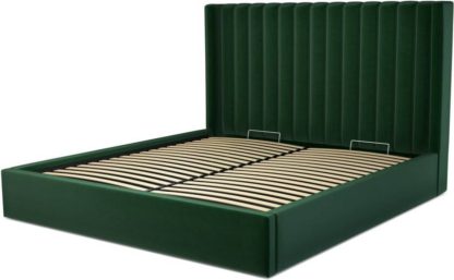 An Image of Custom MADE Cory Super King size Bed with Ottoman, Bottle Green Velvet