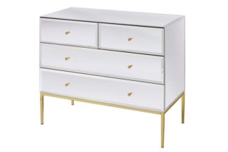 An Image of Stiletto Toughened White Glass and Brass Chest of Drawers