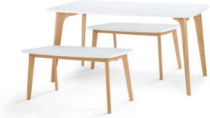 An Image of Fjord Dining Table and Bench Set , Oak and White