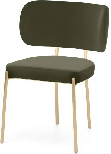 An Image of Asare Dining Chair, Sycamore Green Velvet & Brass Leg