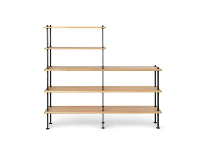 An Image of Carl Hansen & Søn BM0253 Shelving System Configuration 2 Oiled Oak Black Legs 150x129cm