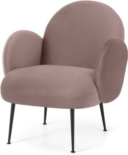 An Image of Bonnie Accent Armchair, Pearl Pink Velvet with Black Legs