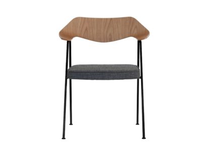 An Image of Case 675 Chair Walnut Dark Grey Seat Black Legs