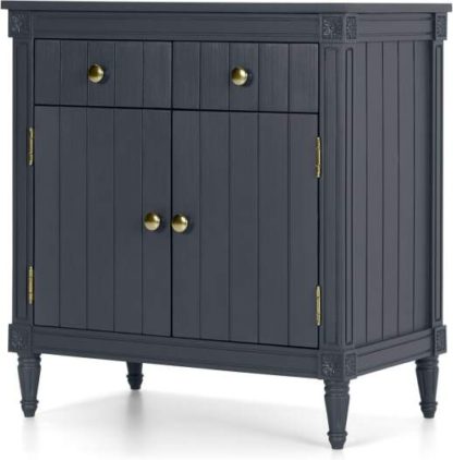 An Image of Bourbon Vintage Compact Sideboard, Slate Blue & Brass