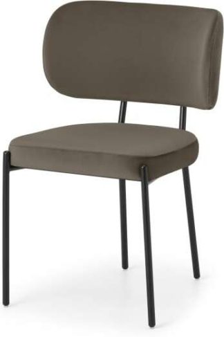 An Image of Asare Dining Chair, Latte Velvet with Black Leg