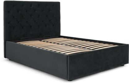 An Image of Skye King Size Ottoman Storage Bed, Midnight Grey Velvet