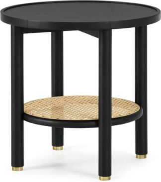 An Image of Ankhara Side Table, Black Stained Oak & Rattan
