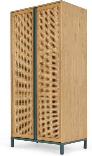 An Image of Reema Double Wardrobe, Natural Oak & Cane