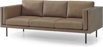An Image of Savio 3 Seater Sofa, Chalk Mink Leather