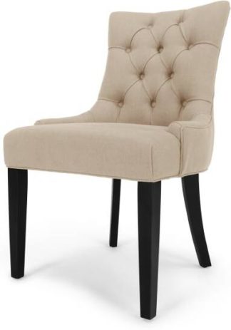 An Image of Flynn Scoop Back Dining Chair, Biscuit Beige and Black