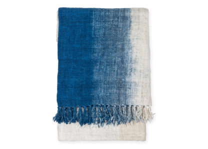 An Image of Original Home Handwoven Gradient Cotton Throw Indigo 135 x 200cm