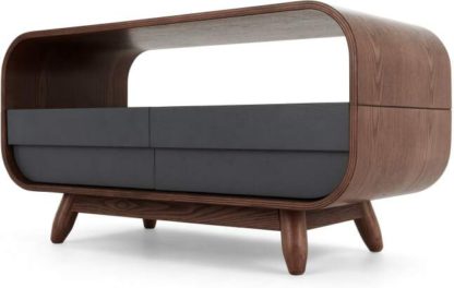2288e010a14a33d75ab3016ccbfe1276a470f3e916bb8c212add1514b87b956a.jpg An Image of Esme Compact TV Stand, Dark Stain Ash and Grey