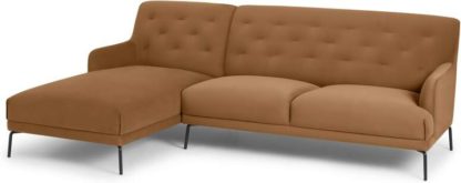 An Image of Attwood Left Hand Facing Chaise End Corner Sofa, Golden Amber Velvet